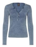 Deep V Indigo Henley Slim L\S Wmn Tops T-shirts & Tops Long-sleeved Blue G-Star RAW