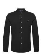 Featherweight Mesh-Ls Fb Mandarin C Tops Shirts Casual Black Polo Ralph Lauren