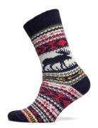 Winter Alpaca Moose 1-Pack Underwear Socks Regular Socks Navy Alpacasocks&Co