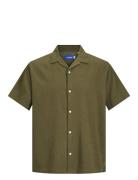 Jorluke Crinkle Resort Shirt Ss Sn Tops Shirts Short-sleeved Green Jack & J S