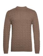 Slhryan Structure Crew Neck Tops Knitwear Round Necks Brown Selected Homme