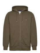 Reg Shield Full Zip Hoodie Tops Sweatshirts & Hoodies Hoodies Khaki Green GANT