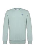 Erik Basic Badge Sweat - Gots/Vegan Tops Sweatshirts & Hoodies Sweatshirts Blue Knowledge Cotton Apparel