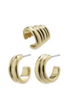 Nadya Hoop And Cuff Earrings 2-In-1 Set Accessories Jewellery Earrings Hoops Gold Pilgrim