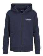 Jjalvis Sweat Zip Hood Jnr Tops Sweatshirts & Hoodies Hoodies Navy Jack & J S