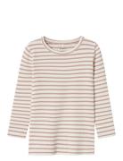 Nmnbani Ls Xsl Top Noos Tops T-shirts Long-sleeved T-Skjorte Beige Name It