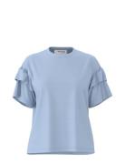 Slfrylie Ss Florence Tee M Noos Tops T-shirts & Tops Short-sleeved Blue Selected Femme