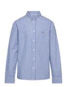 Striped Shield B.d Poplin Shirt Tops Shirts Long-sleeved Shirts Blue GANT