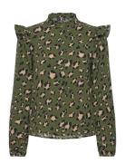 Vmsophia L/S Frill Shirt Wvn Boo Tops Shirts Long-sleeved Green Vero Moda