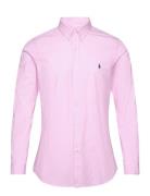 Slim Fit Striped Stretch Poplin Shirt Tops Shirts Casual Pink Polo Ralph Lauren