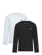 2-Pack Monogram Top Ls Tops T-shirts Long-sleeved T-Skjorte Multi/patterned Calvin Klein