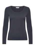 Slim Cot/Ela Ls Scoop Neck Top Tops T-shirts & Tops Long-sleeved Navy GANT