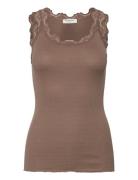 Rwbabette Sl U-Neck Long Lace Top Tops T-shirts & Tops Sleeveless Brown Rosemunde