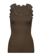 Rwbabette Sl U-Neck Long Lace Top Tops T-shirts & Tops Sleeveless Brown Rosemunde