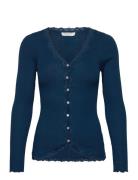 Rwbabette Ls V-Neck Regular Lace Ca Tops Knitwear Cardigans Blue Rosemunde