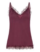 Rwbillie Lace Strap Top Tops T-shirts & Tops Sleeveless Burgundy Rosemunde