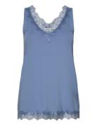 Rwbillie Sl Lace V-Neck Top Tops T-shirts & Tops Sleeveless Blue Rosemunde