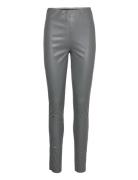 Slkaylee Pu Leggings Bottoms Trousers Leather Leggings-Bukser Grey Soaked In Luxury