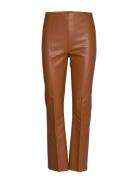 Slkaylee Pu Kickflare Pants Bottoms Trousers Leather Leggings-Bukser Brown Soaked In Luxury