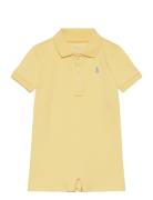 Soft Cotton Polo Shortall Bodysuits Short-sleeved Yellow Ralph Lauren Baby