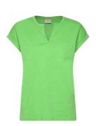 Fqviva-V-Ss-Pocket-Basic Tops T-shirts & Tops Short-sleeved Green FREE/QUENT