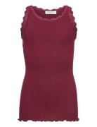 Beatha Silk Top W/ Lace Tops T-shirts Sleeveless Burgundy Rosemunde Kids