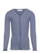 Rkbeatha Ls Cardigan W/ Lace Tops Knitwear Cardigans Blue Rosemunde Kids