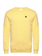 Erik Basic Badge Sweat - Gots/Vegan Tops Sweatshirts & Hoodies Sweatshirts Yellow Knowledge Cotton Apparel
