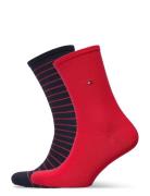 Th Women Sock 2P Small Stripe Lingerie Socks Regular Socks Red Tommy Hilfiger