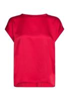 Viellette S/S Satin Top - Noos Tops T-shirts & Tops Short-sleeved Red Vila