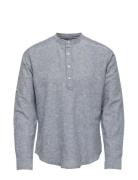 Onscaiden Ls Halfplackt Linen Shirt Noos Tops Shirts Casual Grey ONLY & SONS