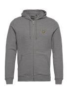 Zip Through Hoodie Tops Sweatshirts & Hoodies Hoodies Grey Lyle & Scott