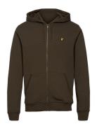 Zip Through Hoodie Tops Sweatshirts & Hoodies Hoodies Khaki Green Lyle & Scott