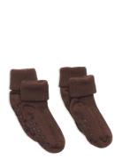 Baby Rib Sock W. Abs  Strømper Non-slip Brown Minymo