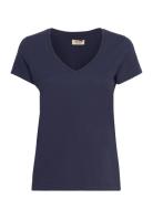 Mmarden Organic V-Ss Tee Tops T-shirts & Tops Short-sleeved Navy MOS MOSH