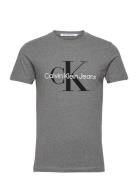 Core Monologo Slim Tee Tops T-Kortærmet Skjorte Grey Calvin Klein Jeans