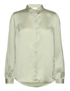 Viellette Satin L/S Shirt - Noos Tops Shirts Long-sleeved Green Vila