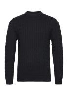 Slhryan Structure Crew Neck W Tops Knitwear Round Necks Black Selected Homme