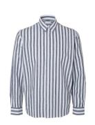 Slhregnew-Linen Shirt Ls Classic Tops Shirts Casual Blue Selected Homme