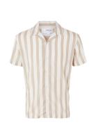 Slhreg-Air Shirt Ss Mix Tops Shirts Short-sleeved Beige Selected Homme