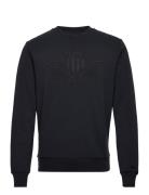 Reg Tonal Shield Cneck Sweat Tops Sweatshirts & Hoodies Sweatshirts Black GANT