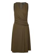 Surplice Jersey Sleeveless Dress Knælang Kjole Green Lauren Ralph Lauren