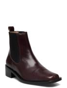 Booties - Block Heel - With Elas Shoes Boots Ankle Boots Ankle Boots Flat Heel Brown ANGULUS