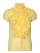 Liljasz Crinkle Ss Shirt Tops Blouses Short-sleeved Yellow Saint Tropez