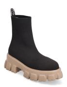 Biaprima Sock Boot Shoes Boots Ankle Boots Ankle Boots Flat Heel Black Bianco