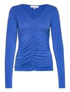 Cc Heart Sofia Gathered Front Blous Tops Blouses Long-sleeved Blue Coster Copenhagen