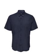 Onscaiden Ss Solid Linen Shirt Noos Tops Shirts Short-sleeved Navy ONLY & SONS