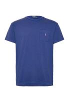 Classic Fit Cotton-Linen Pocket T-Shirt Tops T-Kortærmet Skjorte Blue Polo Ralph Lauren