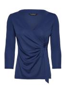 Stretch Jersey Top Tops T-shirts & Tops Long-sleeved Navy Lauren Ralph Lauren