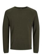 Jjehill Knit Crew Neck Noos Tops Knitwear Round Necks Khaki Green Jack & J S